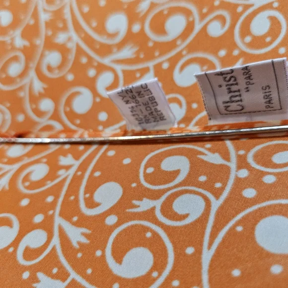 Vintage Christian Dior 70s 80s Orange Paisley pattern Umbrella - Picture 14 of 15